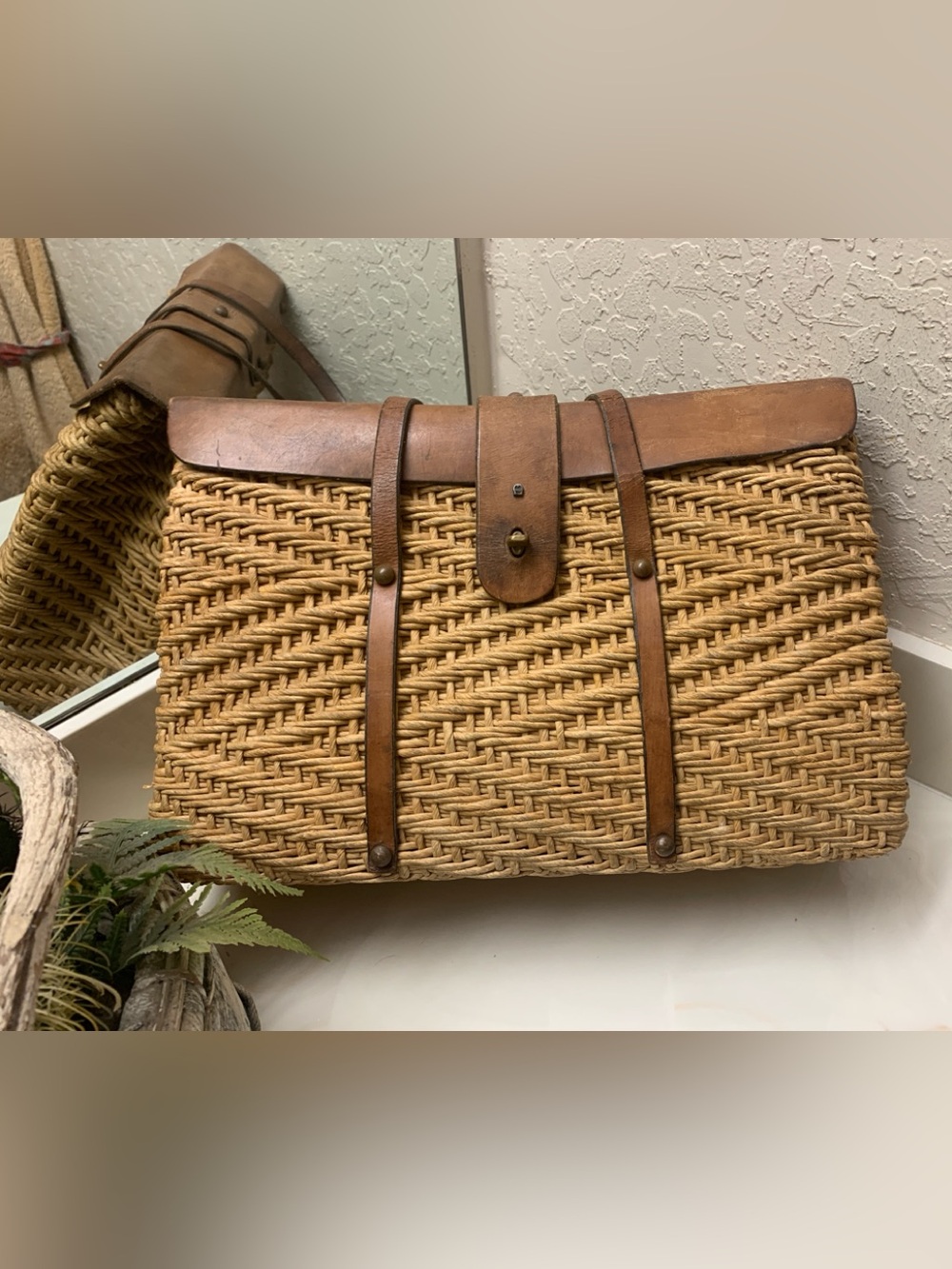 Etienne Aigner Tan Brown Woven Bag